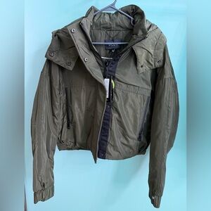 BCBG Army Green Cropped Zip-Up Jacket - Size Large